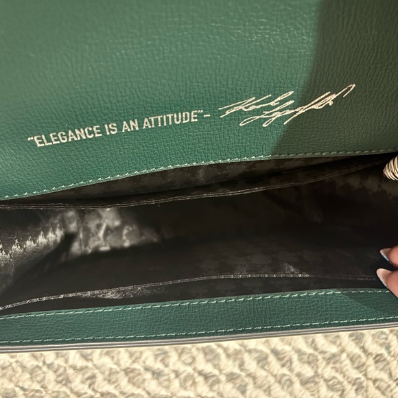 Karl Lagerfeld Teal Suede Shoulder Bag - Picture 4 of 8